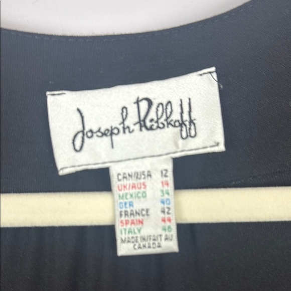 Joseph Ribkoff Elegant Black Gray Red and White Pattern Top Size 12 - Picture 3 of 11